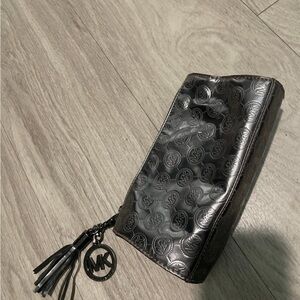 Michael Kors Black Embossed Logo Cosmetic Pouch